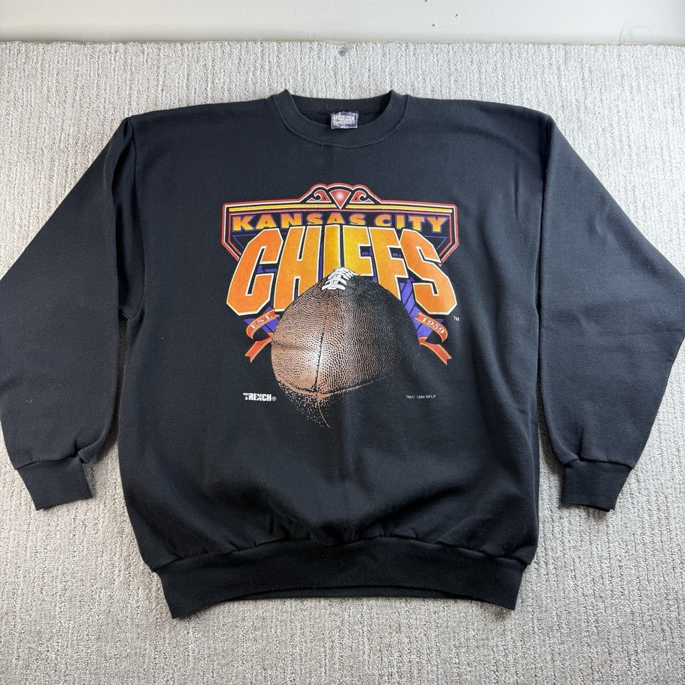 VTG Kansas City Chiefs Sweatshirt Size XXL Black Crewneck Spectator Sportswear